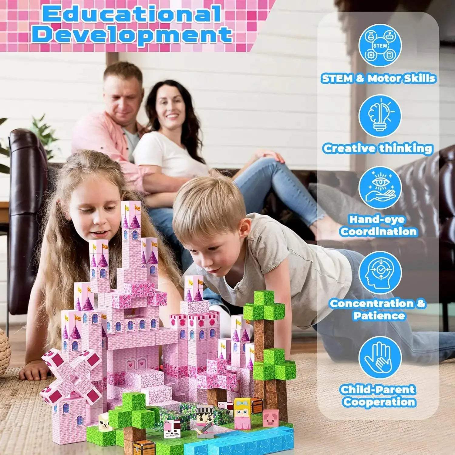 Educational Magnetic Building Blocks Princess Castle Garden Toy - ToylandEU