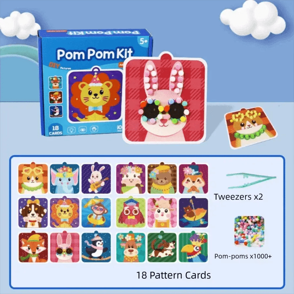 Educational Montessori Sticker Book Kit With Pompom Crafts - ToylandEU