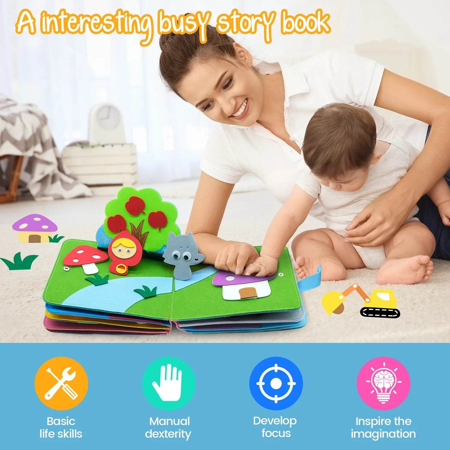 Educational Sensory Toy Montessori Busy Board Felt Book - ToylandEU