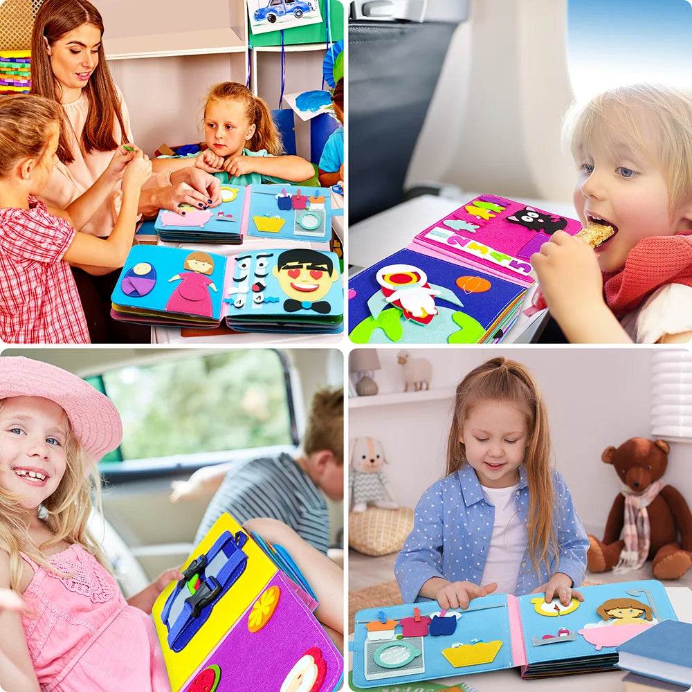 Educational Sensory Toy Montessori Busy Board Felt Book - ToylandEU