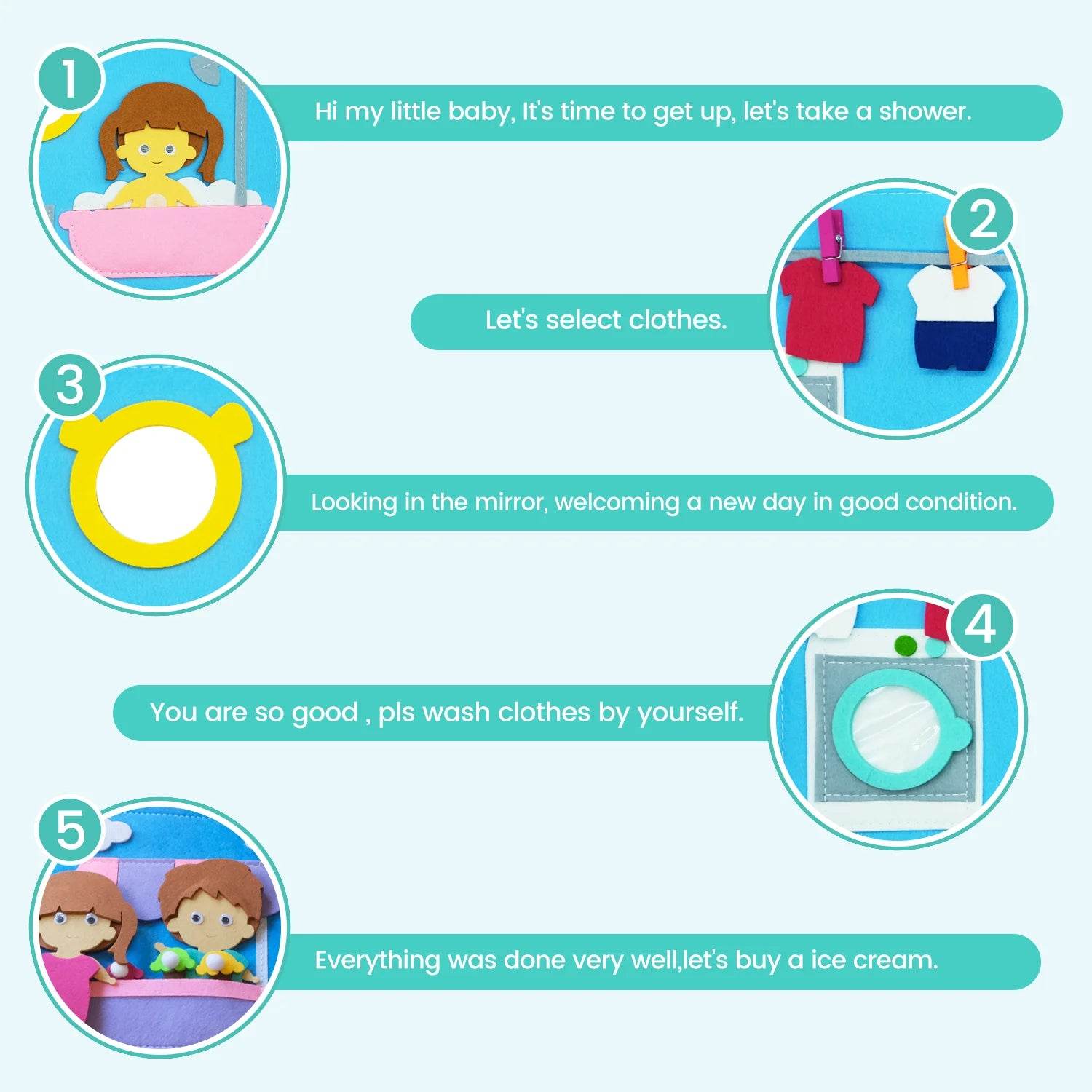 Educational Sensory Toy Montessori Busy Board Felt Book - ToylandEU