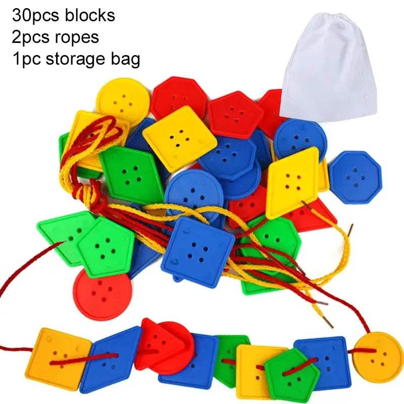 Educational Threading Geometry Blocks For Kids Brain Training - ToylandEU