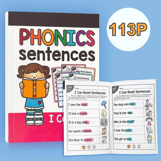  113 P English Phonics Sentence Practice Book I Can Read Exercise Book for Kids Learning English Educational Toy Kid Game -  ToylandEU™