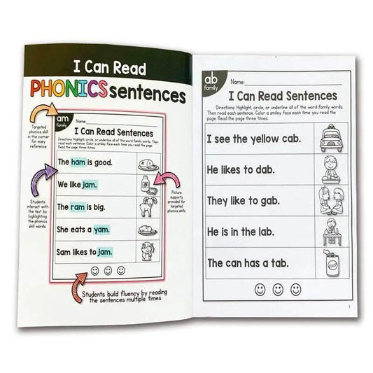  113 P English Phonics Sentence Practice Book I Can Read Exercise Book for Kids Learning English Educational Toy Kid Game -  ToylandEU™