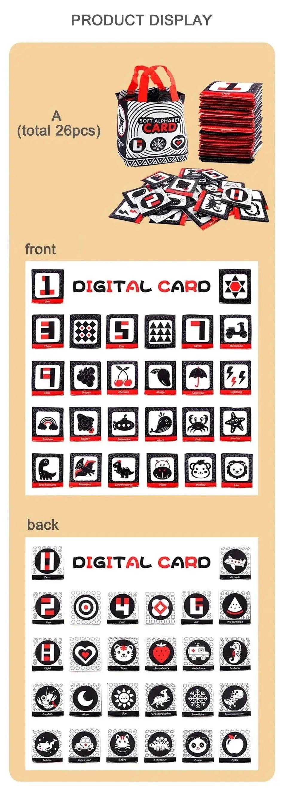  26pcs/set Baby Cloth Book Soft FlashCards with Cloth Storage Bag Graphic Alphabet Digital Cognition Toys -  ToylandEU™