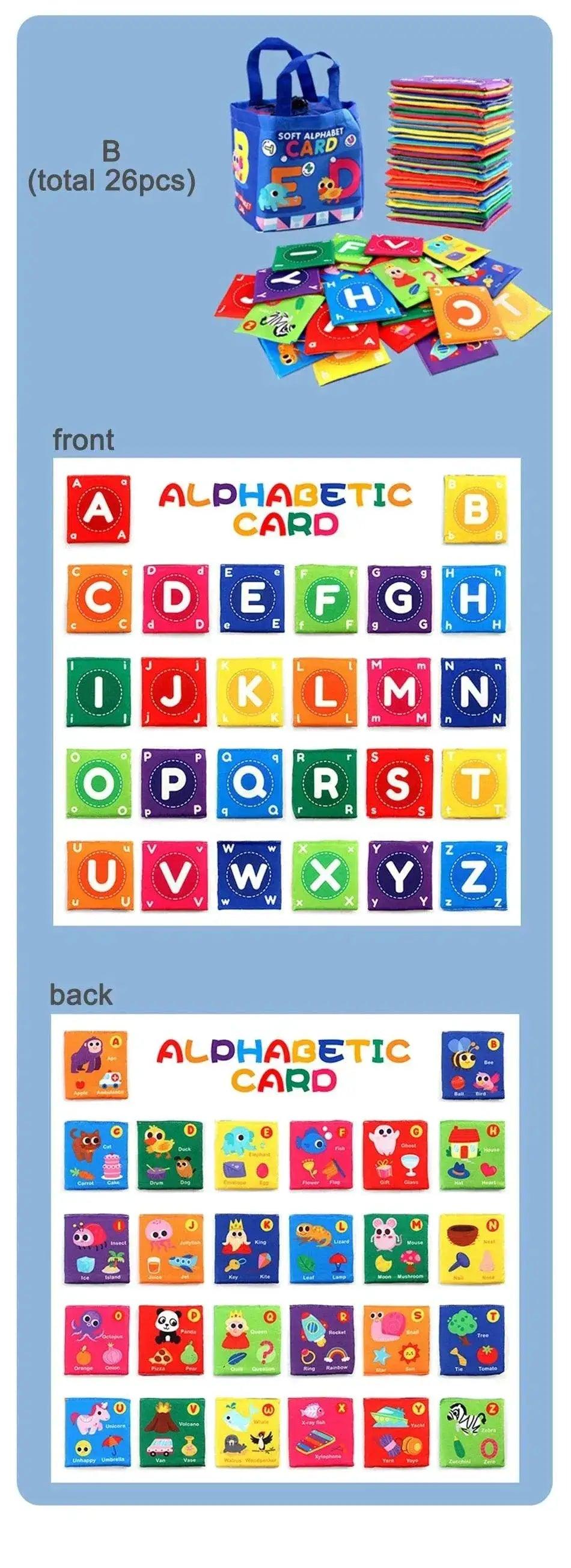 26pcs/set Baby Cloth Book Soft FlashCards with Cloth Storage Bag Graphic Alphabet Digital Cognition Toys -  ToylandEU™
