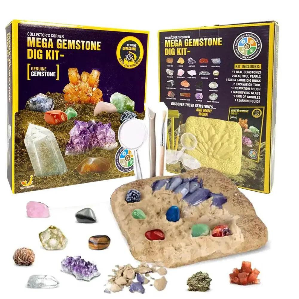  2PCS STEM Mega Dig Kit Dig Up 15 Real Gemstones and Crystals Science Kit for Kids -  ToylandEU™
