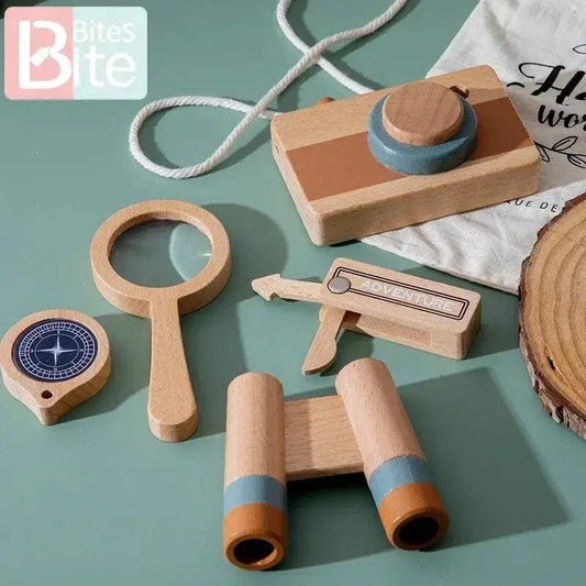  Wooden Montessori Adventure Set With Telescope Compass Magnifier Educational Toy For Kids -  ToylandEU™