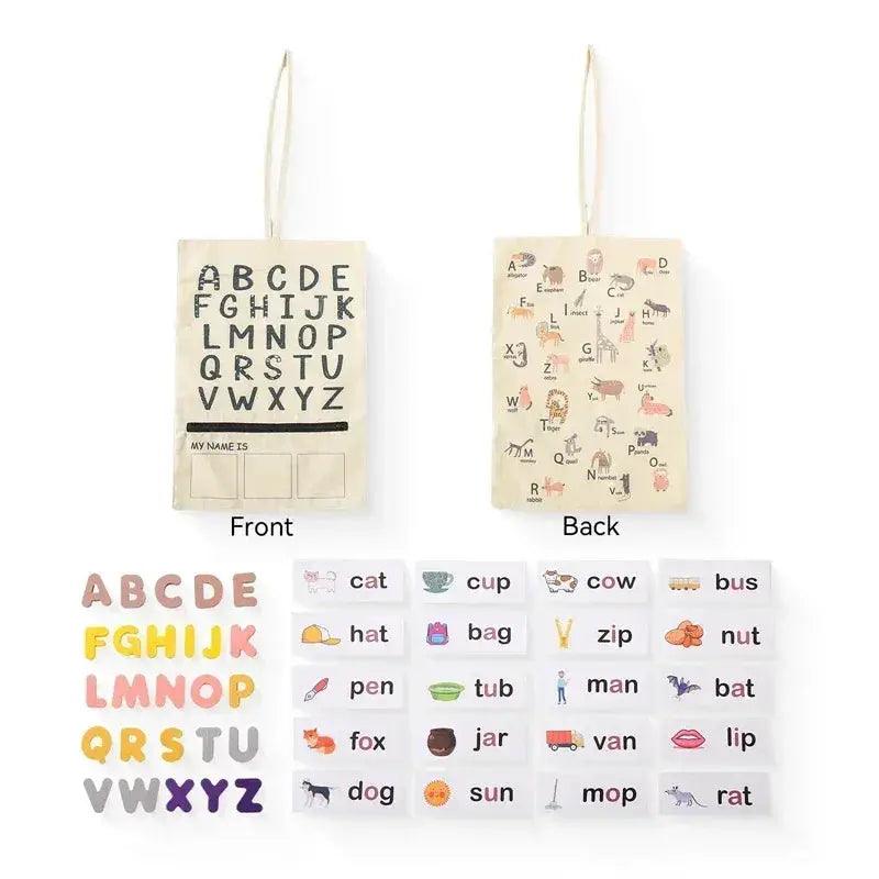  Alphabet Recognition Card Canvas Bag Set for Montessori Education ABC Cards and Canvas Storage Bag -  ToylandEU™