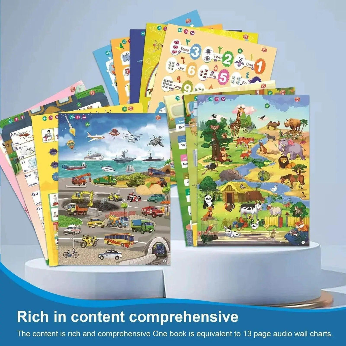  Arabic English Ebook Point Reading USB Charging Waterproof Paper Sound Hanging Book Children s Early Education Educational Toy -  ToylandEU™