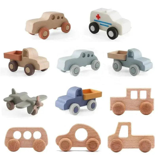 BPA Free Silicone Car Ambulance Teether Toy For Toddlers With Wooden Cartoon Bus Montessori Educational Toy -  ToylandEU™