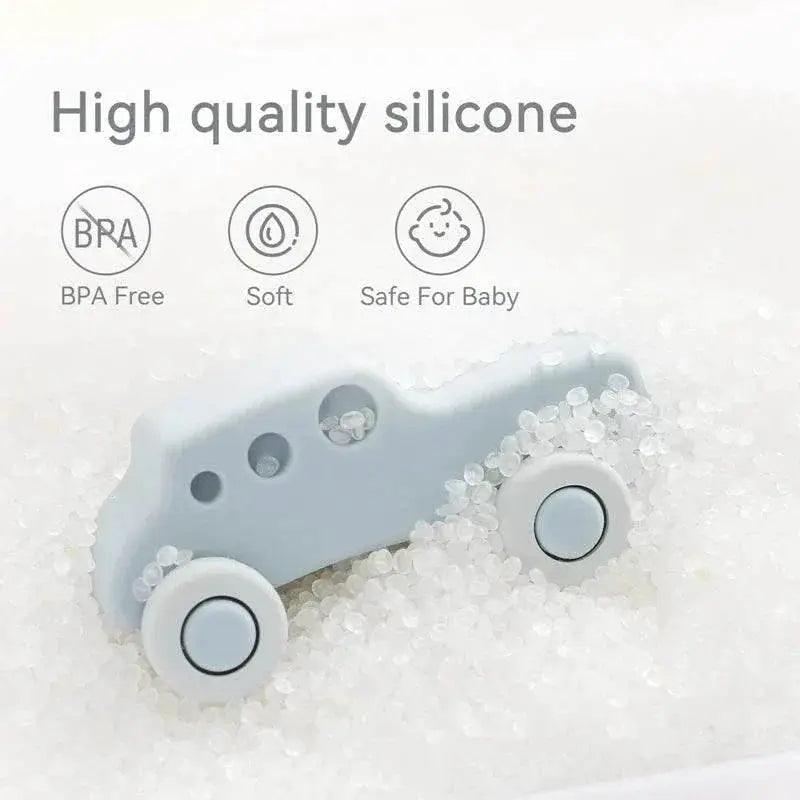  BPA Free Silicone Car Ambulance Teether Toy For Toddlers With Wooden Cartoon Bus Montessori Educational Toy -  ToylandEU™