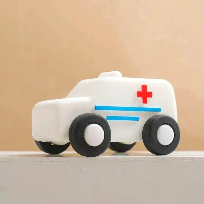  BPA Free Silicone Car Ambulance Teether Toy For Toddlers With Wooden Cartoon Bus Montessori Educational Toy -  ToylandEU™