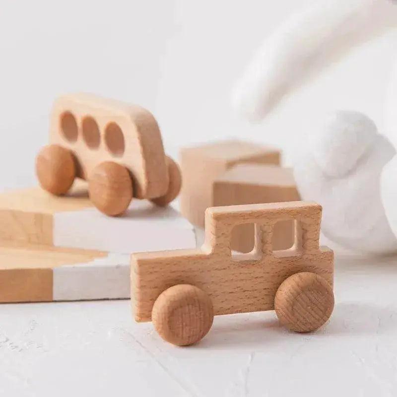  BPA Free Silicone Car Ambulance Teether Toy For Toddlers With Wooden Cartoon Bus Montessori Educational Toy -  ToylandEU™