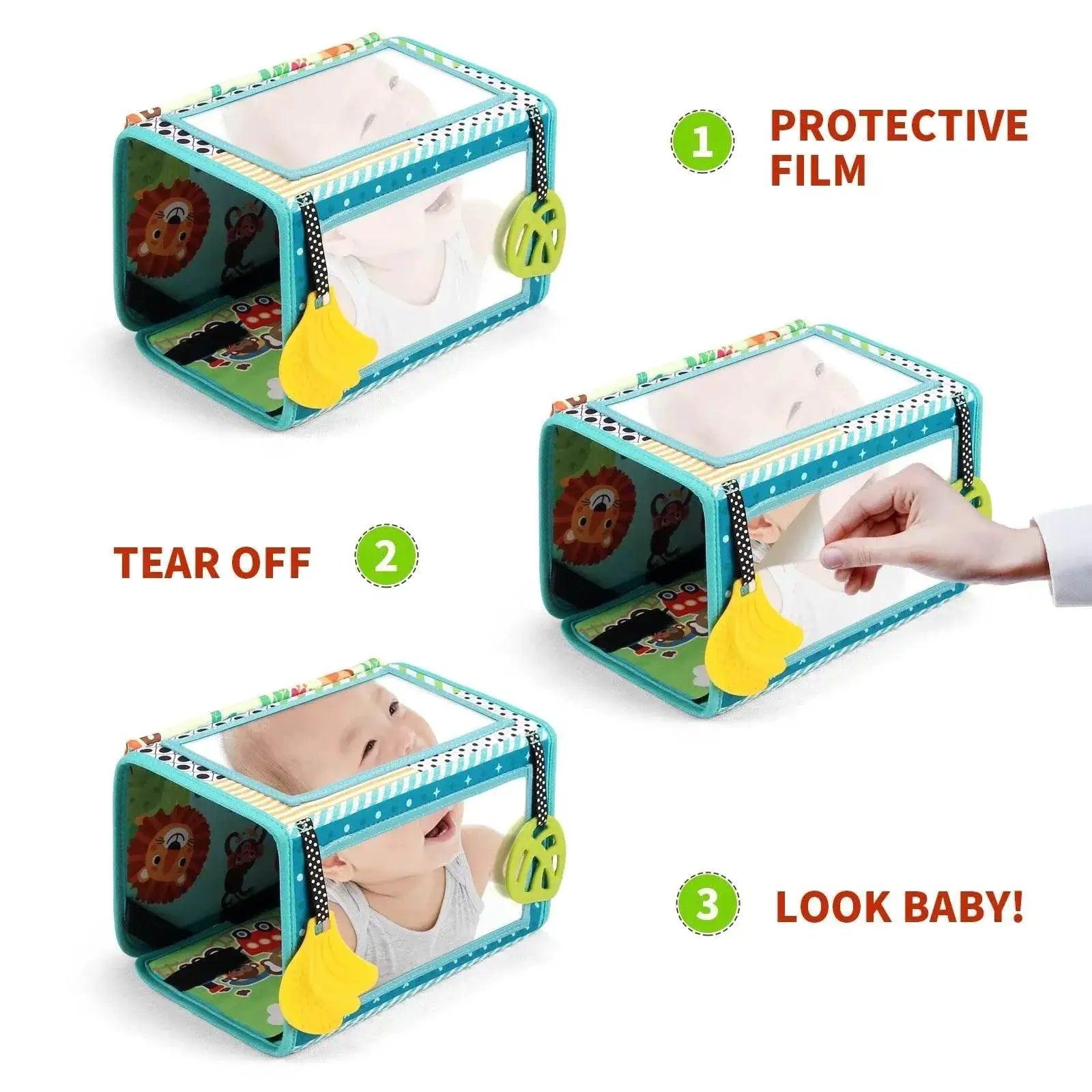  Baby Cloth Book With Distorting Mirror Soft Cartoon Interactive Montessori Toy For Baby Sensory Development -  ToylandEU™