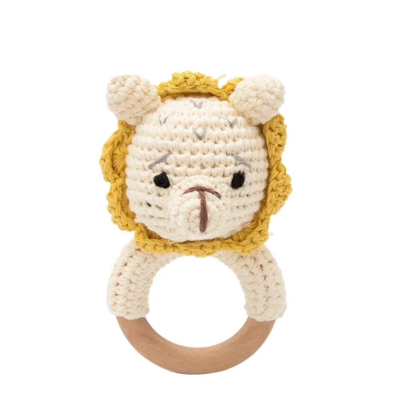  Baby Crochet Bear Rattle Toy 10 cm Cube Wooden Elements Unisex 0-36 Months Montessori -  ToylandEU™