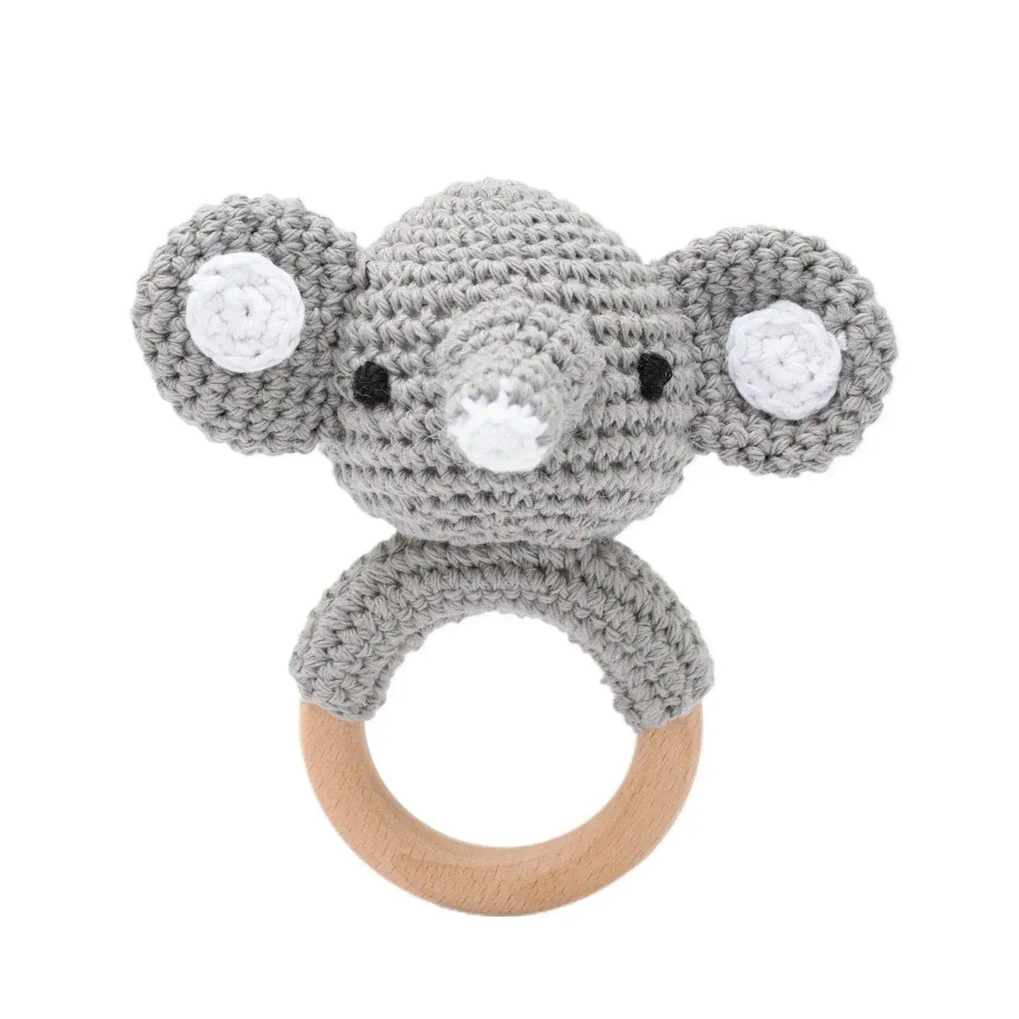  Baby Crochet Bear Rattle Toy 10 cm Cube Wooden Elements Unisex 0-36 Months Montessori -  ToylandEU™