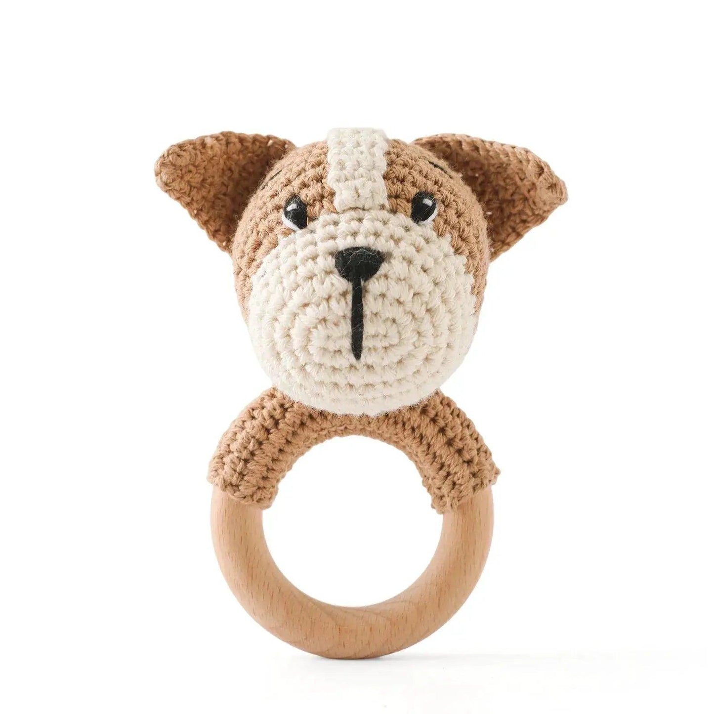  Baby Crochet Bear Rattle Toy 10 cm Cube Wooden Elements Unisex 0-36 Months Montessori -  ToylandEU™