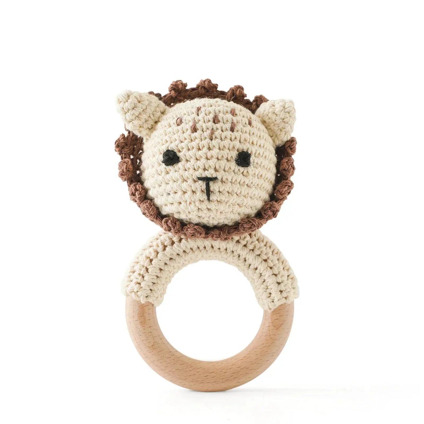  Baby Crochet Bear Rattle Toy 10 cm Cube Wooden Elements Unisex 0-36 Months Montessori -  ToylandEU™