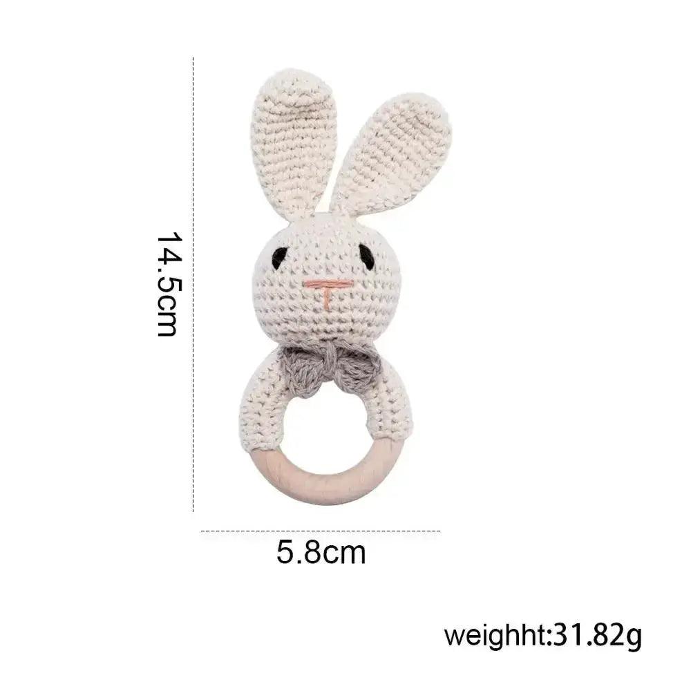  Baby Crochet Bear Rattle Toy 10 cm Cube Wooden Elements Unisex 0-36 Months Montessori -  ToylandEU™