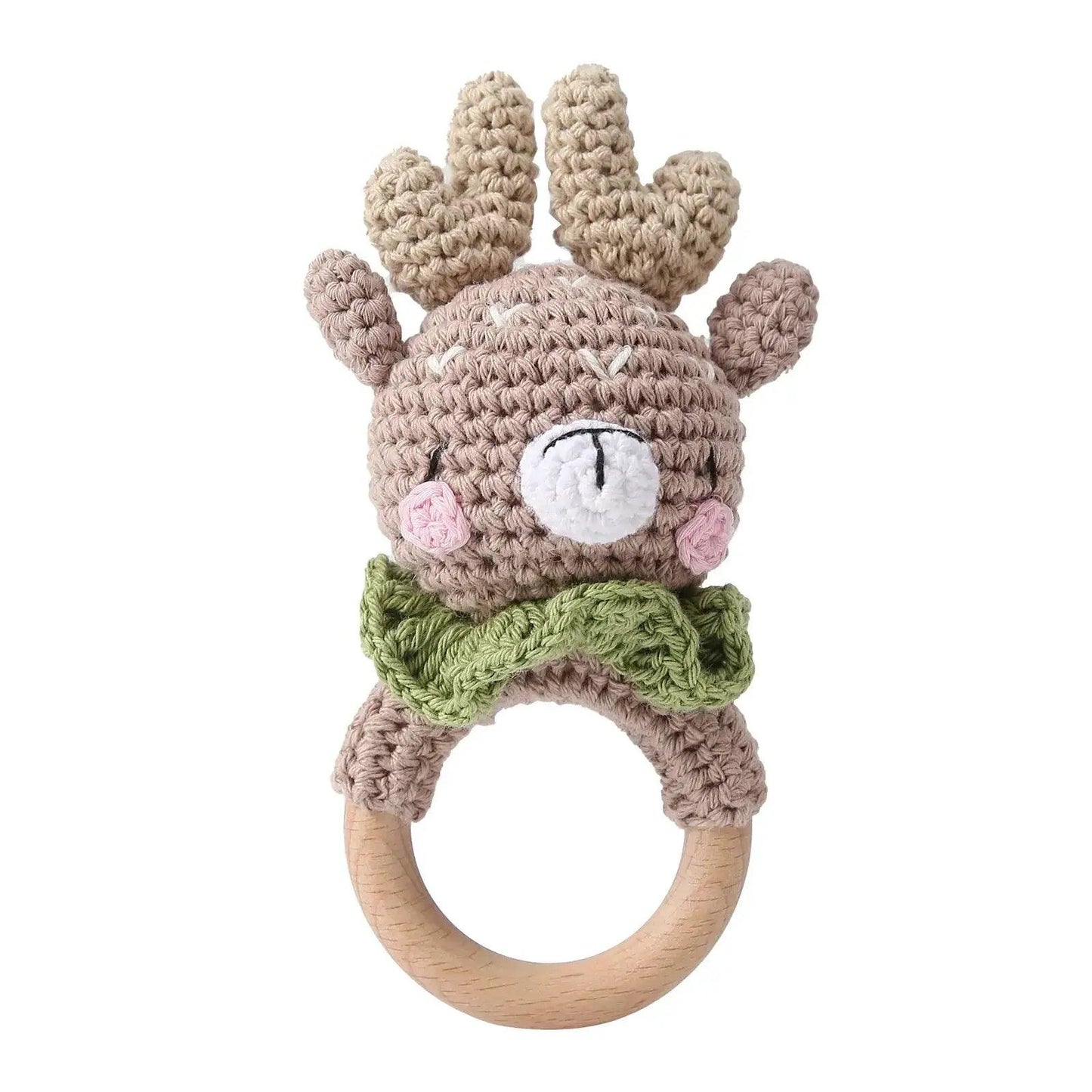  Baby Crochet Bear Rattle Toy 10 cm Cube Wooden Elements Unisex 0-36 Months Montessori -  ToylandEU™