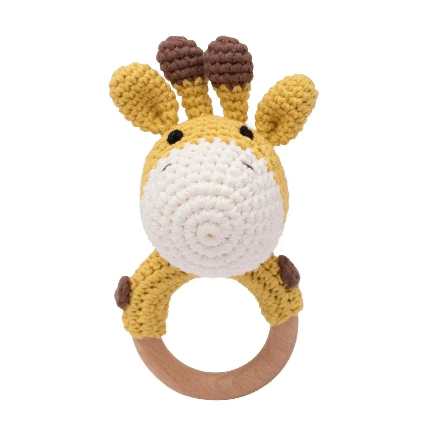  Baby Crochet Bear Rattle Toy 10 cm Cube Wooden Elements Unisex 0-36 Months Montessori -  ToylandEU™