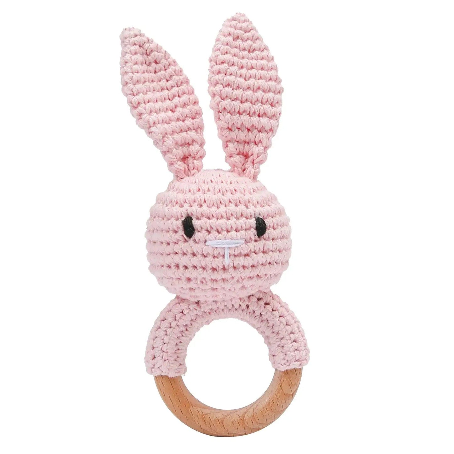  Baby Crochet Bear Rattle Toy 10 cm Cube Wooden Elements Unisex 0-36 Months Montessori -  ToylandEU™
