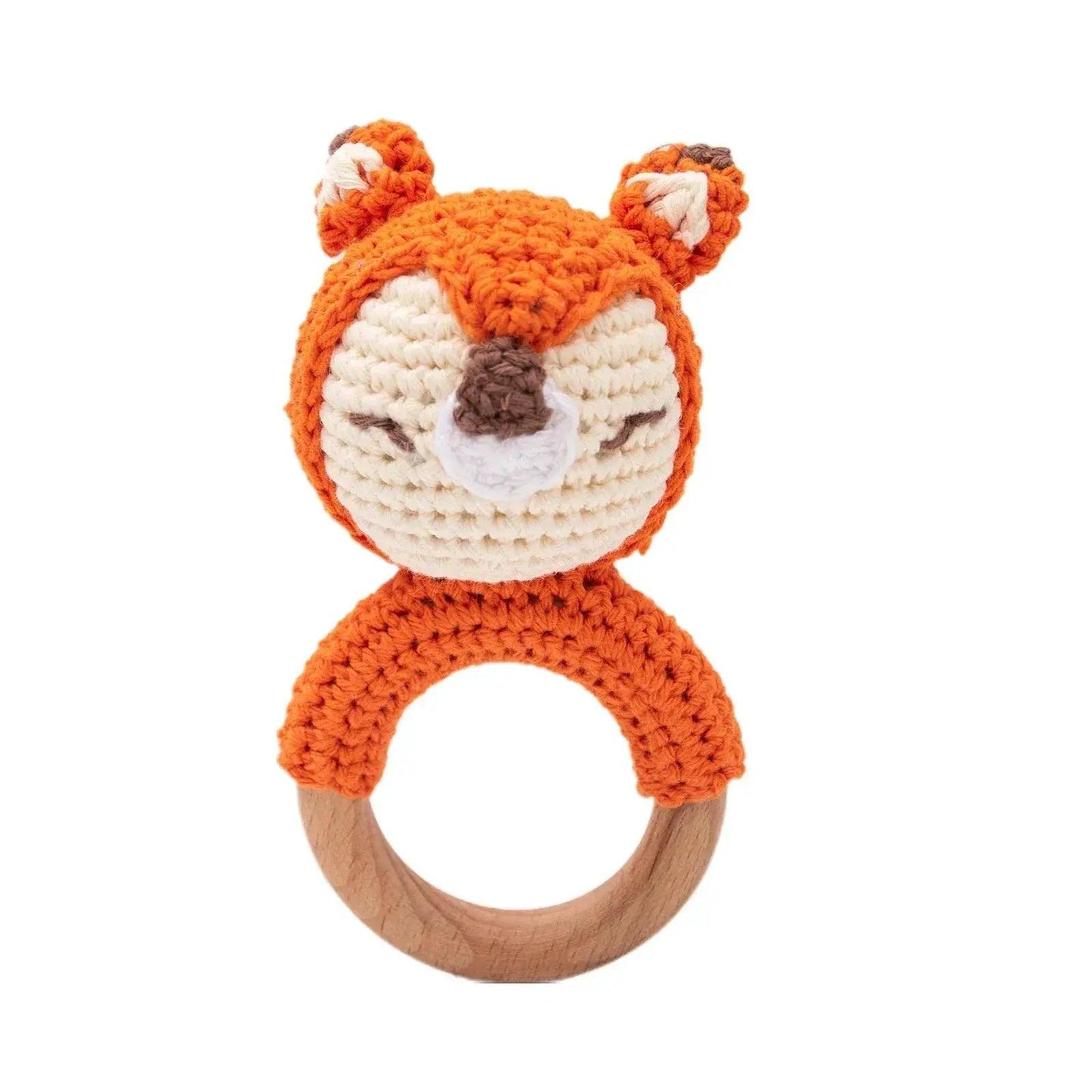  Baby Crochet Bear Rattle Toy 10 cm Cube Wooden Elements Unisex 0-36 Months Montessori -  ToylandEU™