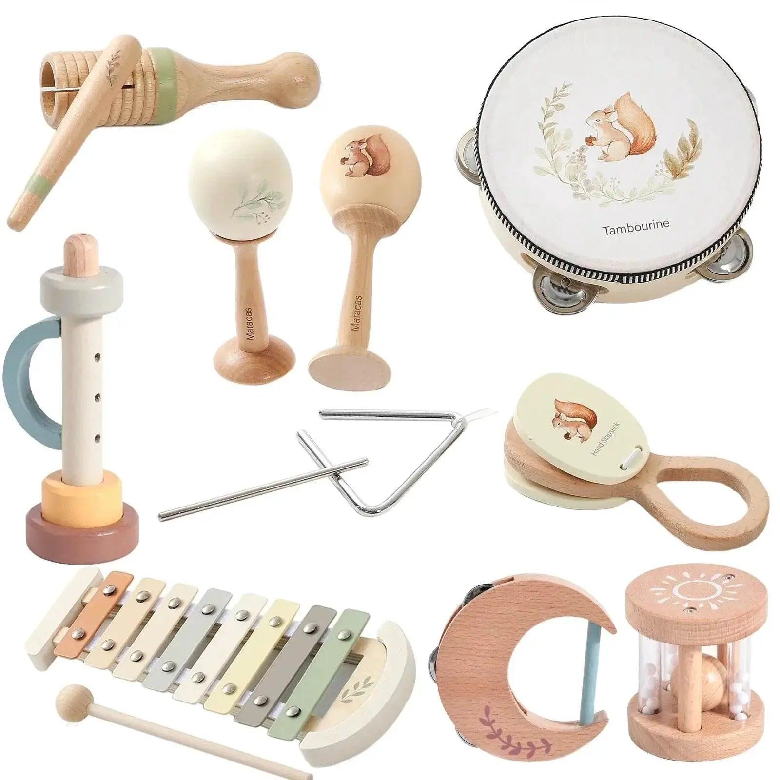  Montessori Wooden Baby Drum And Xylophone Set Non Toxic For 0-12 Months Early Educational Musical Toys -  ToylandEU™
