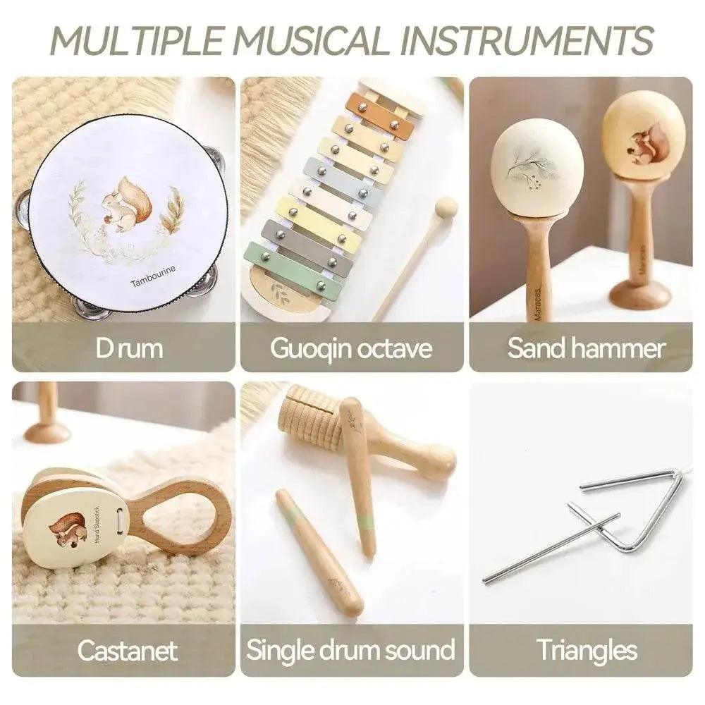  Montessori Wooden Baby Drum And Xylophone Set Non Toxic For 0-12 Months Early Educational Musical Toys -  ToylandEU™