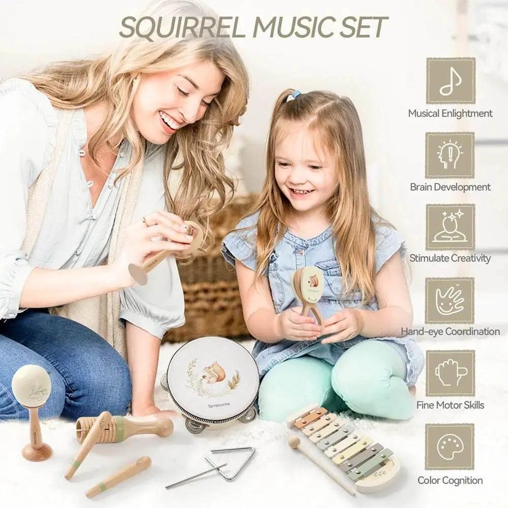  Montessori Wooden Baby Drum And Xylophone Set Non Toxic For 0-12 Months Early Educational Musical Toys -  ToylandEU™