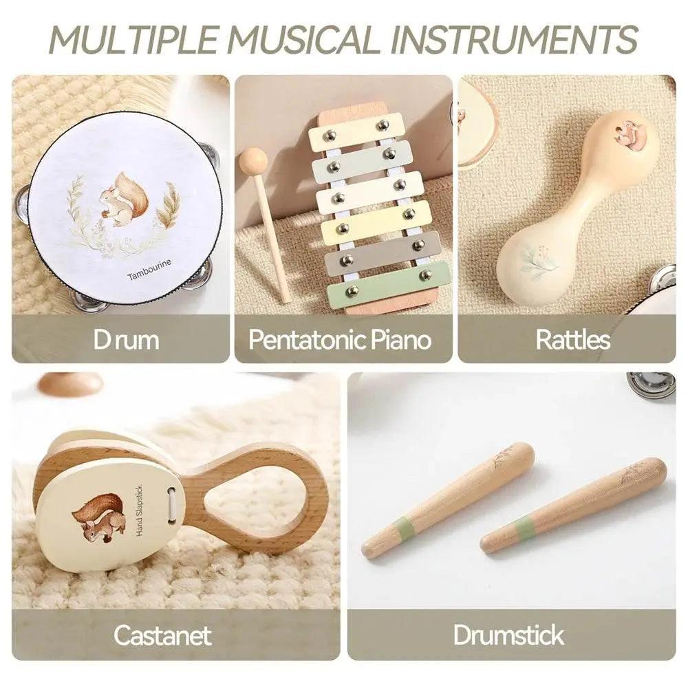 Montessori Wooden Baby Drum And Xylophone Set Non Toxic For 0-12 Months Early Educational Musical Toys -  ToylandEU™