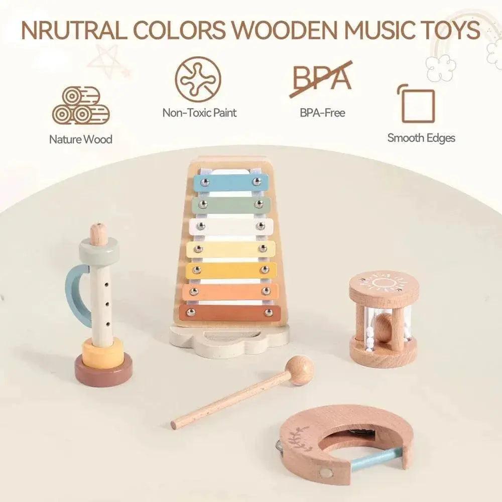  Montessori Wooden Baby Drum And Xylophone Set Non Toxic For 0-12 Months Early Educational Musical Toys -  ToylandEU™