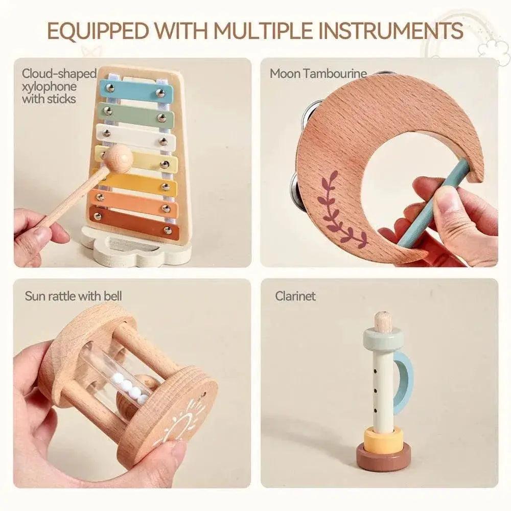  Montessori Wooden Baby Drum And Xylophone Set Non Toxic For 0-12 Months Early Educational Musical Toys -  ToylandEU™
