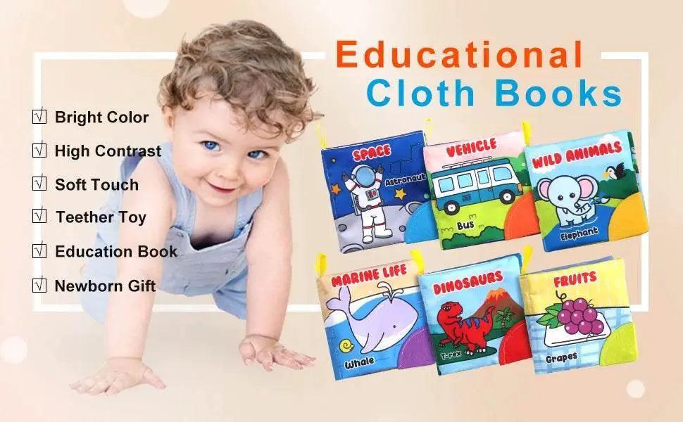  Baby Soft Cloth Books Baby Intelligence Development Learning Book with Teether Rustle Sound Cognition Educational Toys for Baby -  ToylandEU™