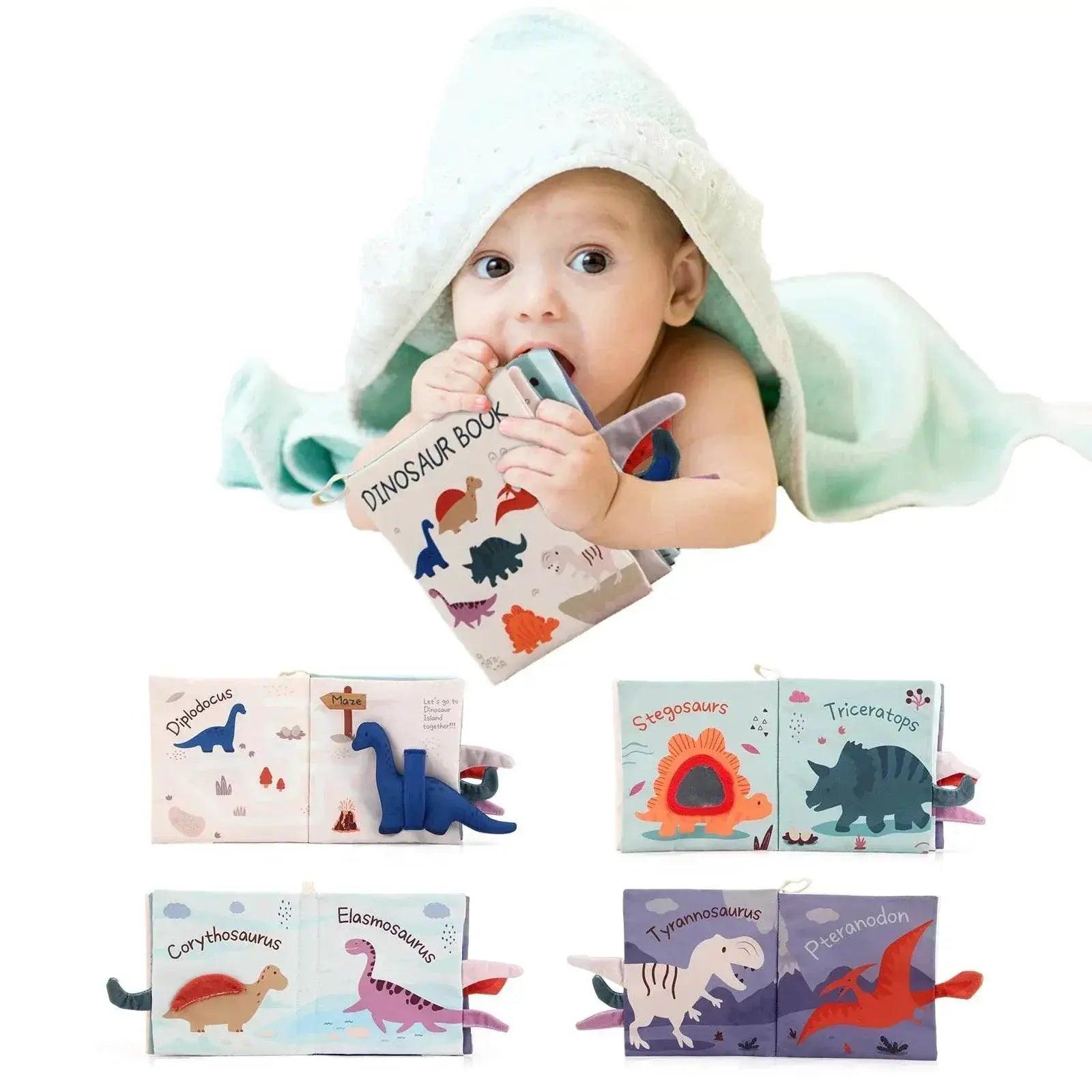  Baby Soft Cloth Dinosaur Book 17x16cm Interactive Sensory Montessori Toy For 0-36 Months -  ToylandEU™