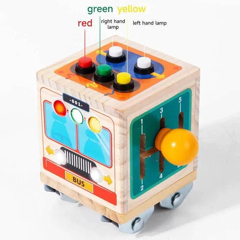  Montessori Busy Board Polyhedron Bus With LED Light Switch Travel Educational Toy For Children 0 To 6 -  ToylandEU™