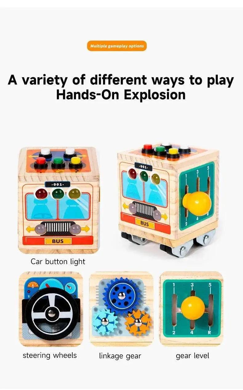  Montessori Busy Board Polyhedron Bus With LED Light Switch Travel Educational Toy For Children 0 To 6 -  ToylandEU™