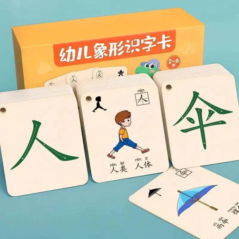  Characters Picture Enlightenment Double Literacy Card Children's Kindergarten Chinese Pinyin Hanzi Learning Age -  ToylandEU™