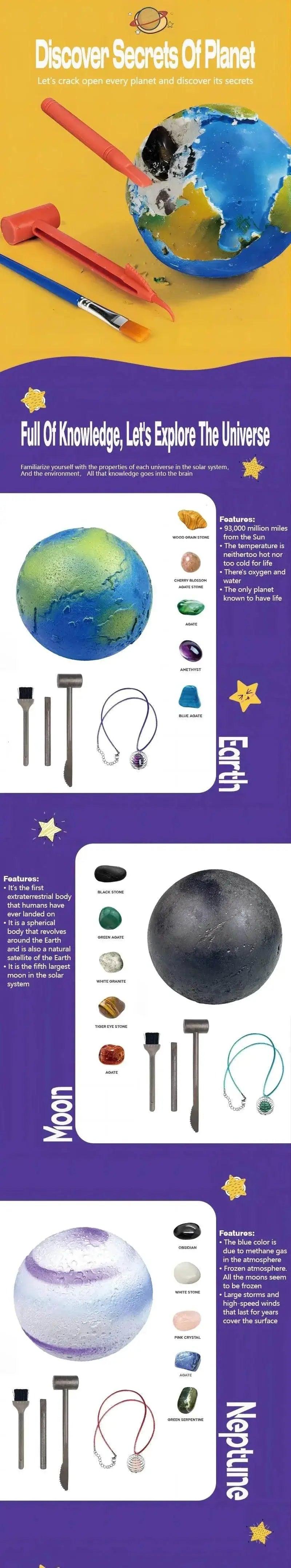  Children's Archaeology Digging Treasure Planet Gem Ore Exploration of The Solar System Mining Science Education Educational Toys -  ToylandEU™