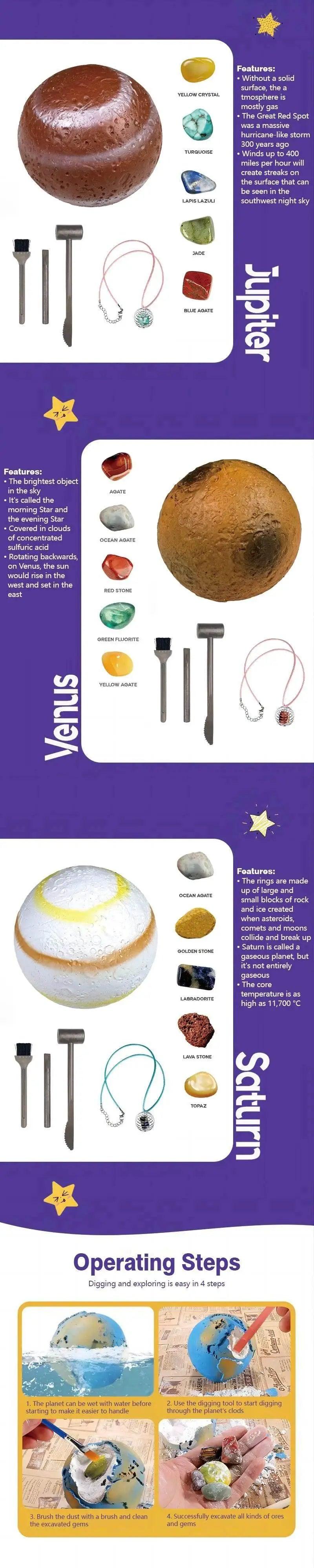  Children's Archaeology Digging Treasure Planet Gem Ore Exploration of The Solar System Mining Science Education Educational Toys -  ToylandEU™