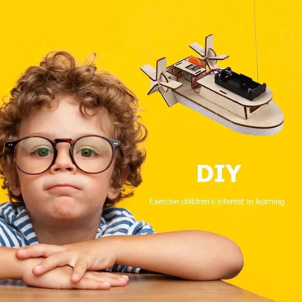  DIY Boat Model Science Toys Kids STEM Electric Educational Teaching Kit 3D Assemble Wooden Boat Toy -  ToylandEU™