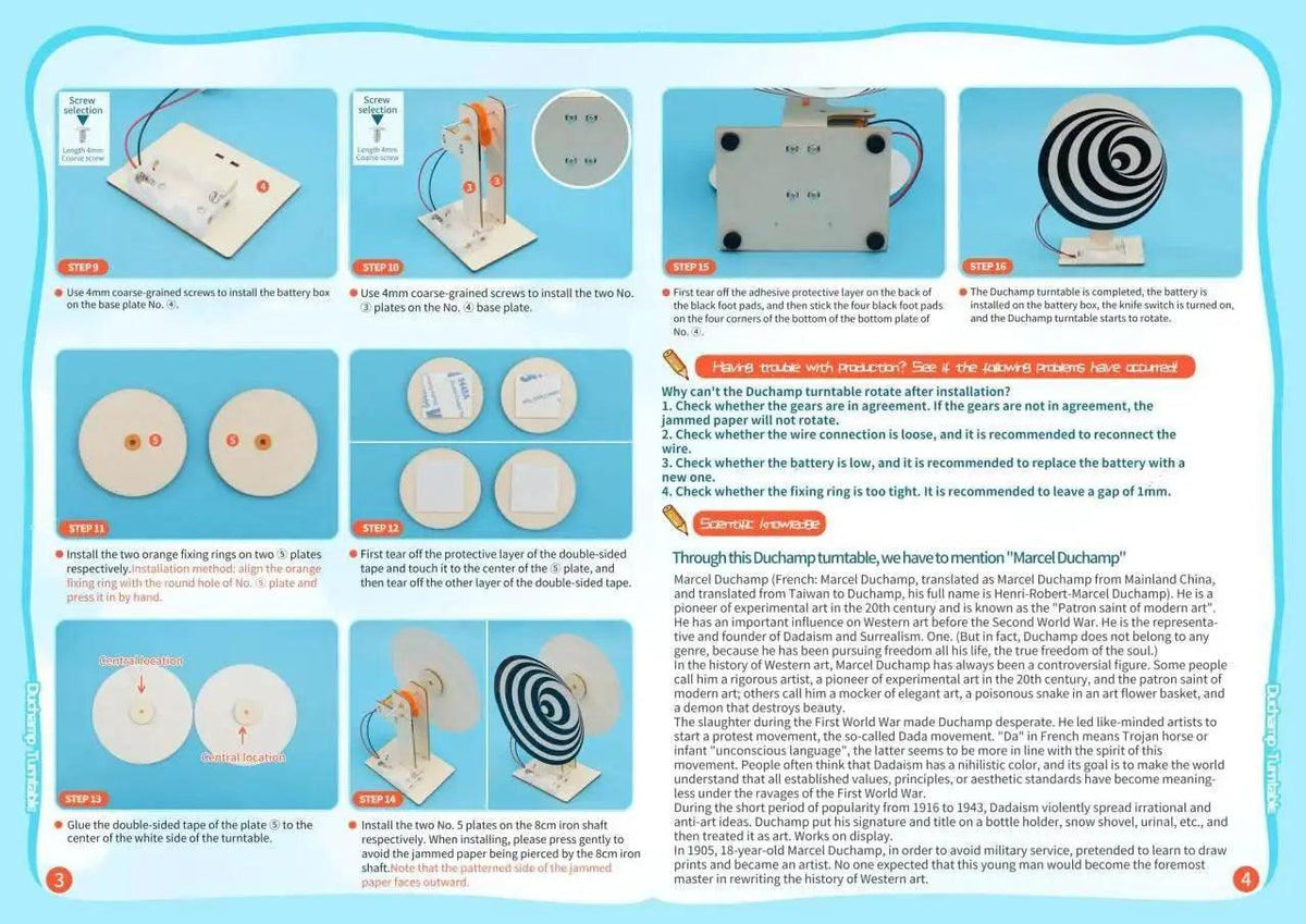  DIY Duchamp Turntable Model Science Toys for Kids Wooden STEM Technologia Educational Kit -  ToylandEU™