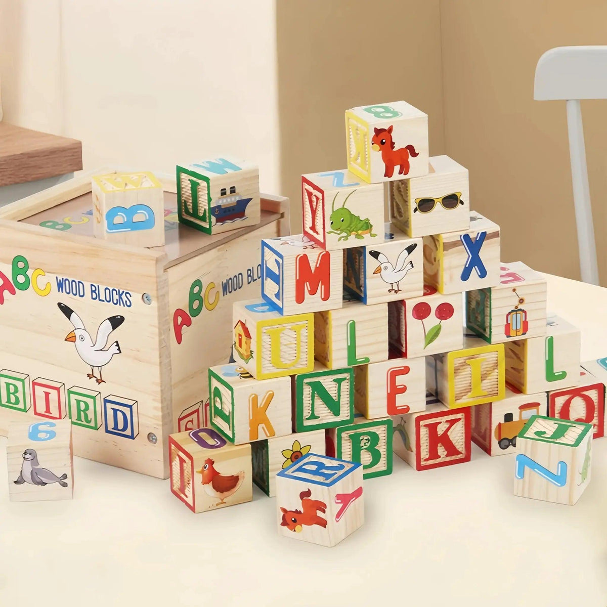  Wooden Educational Alphabet Blocks With Storage Box -  ToylandEU™
