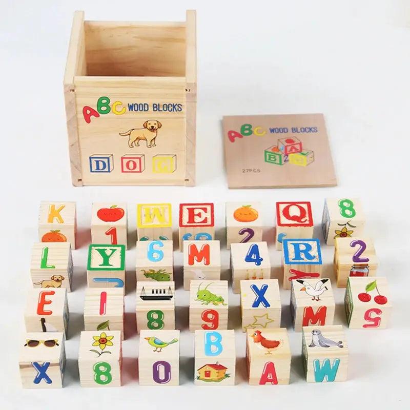  Wooden Educational Alphabet Blocks With Storage Box -  ToylandEU™