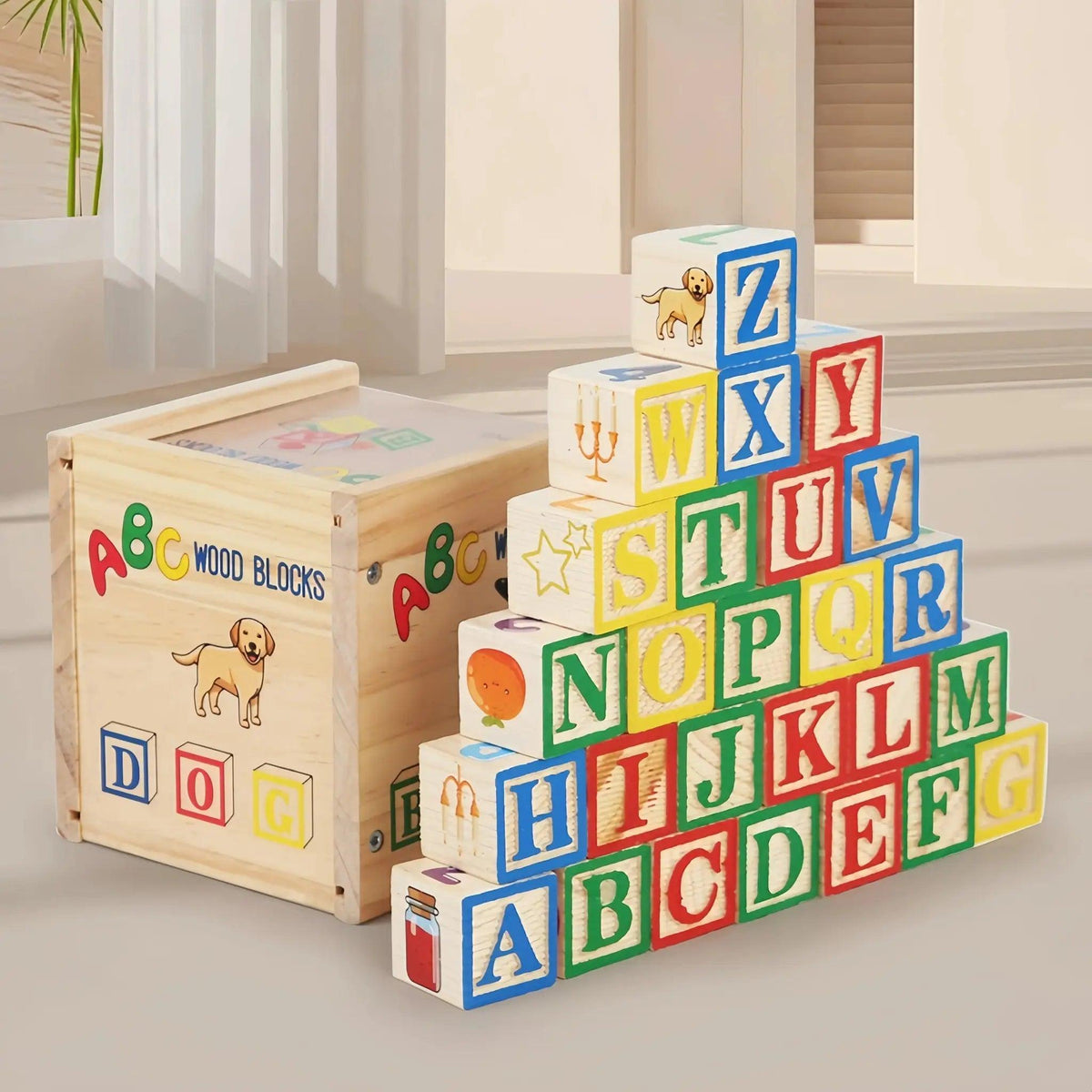  Wooden Educational Alphabet Blocks With Storage Box -  ToylandEU™