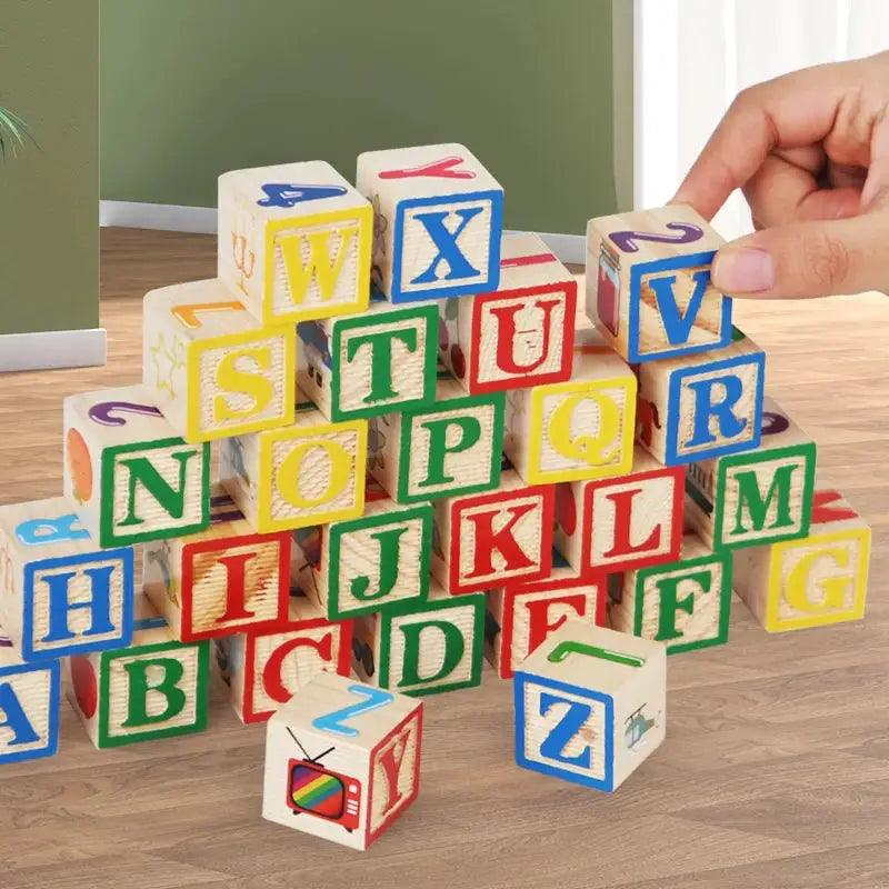  Wooden Educational Alphabet Blocks With Storage Box -  ToylandEU™