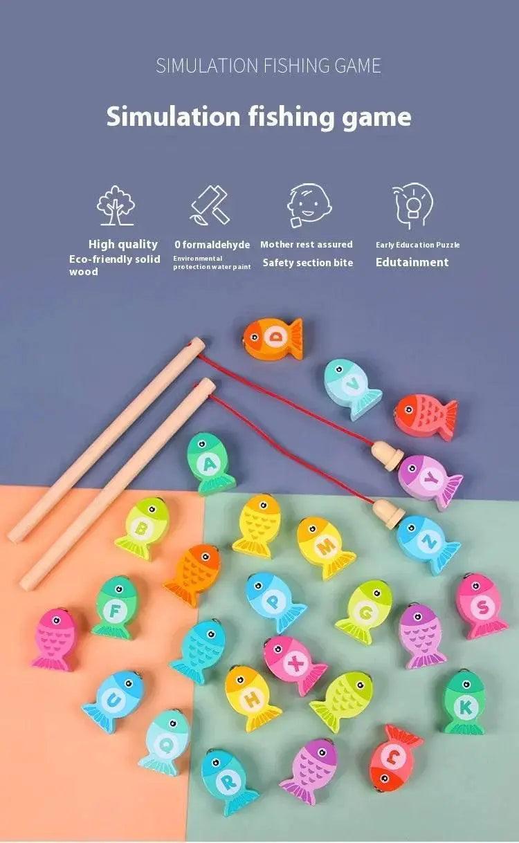 Montessori Wooden Fishing Toys For Kids Alphabet And Numbers Learning Set With Magnetic Fish -  ToylandEU™