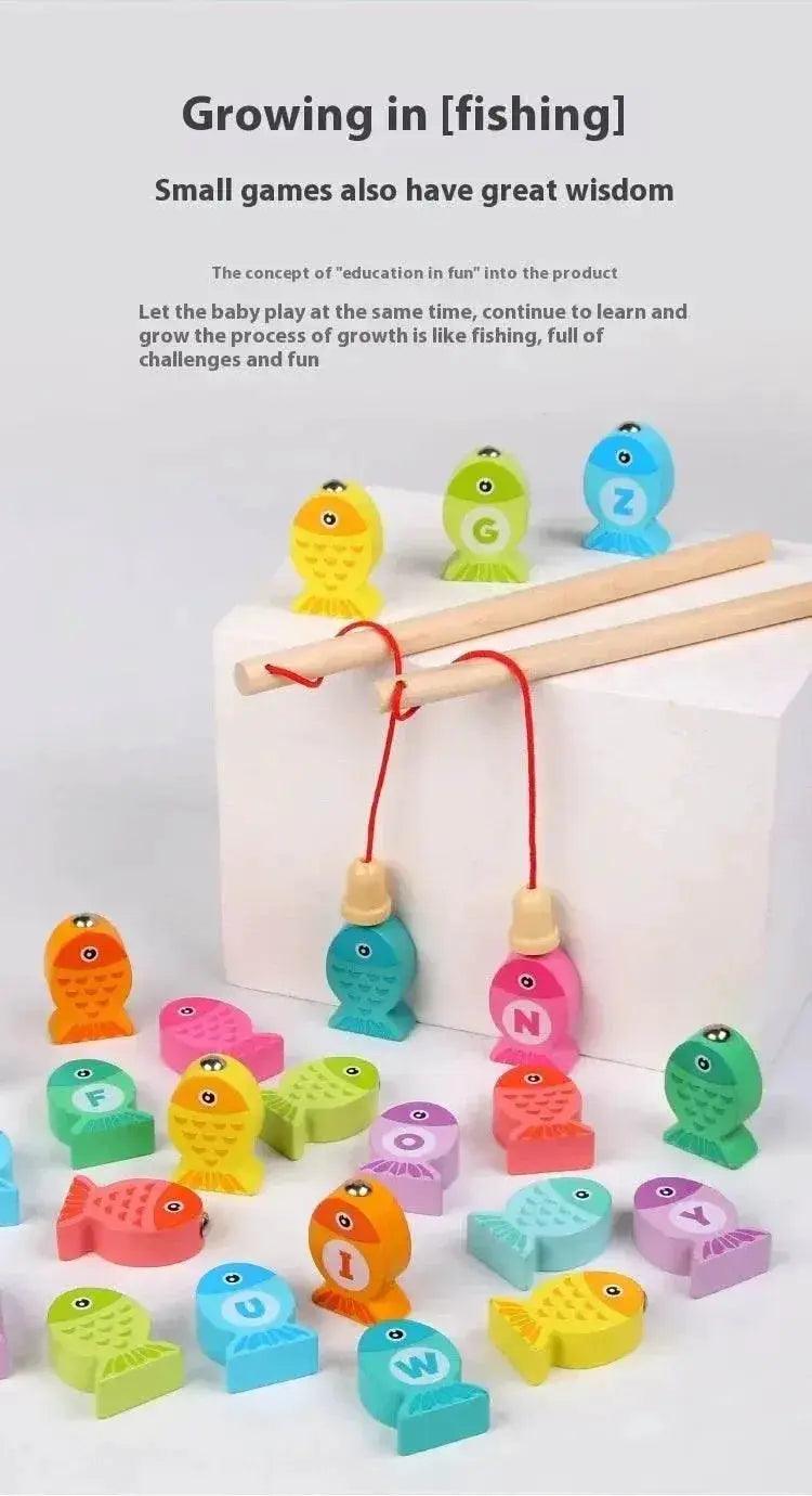  Montessori Wooden Fishing Toys For Kids Alphabet And Numbers Learning Set With Magnetic Fish -  ToylandEU™