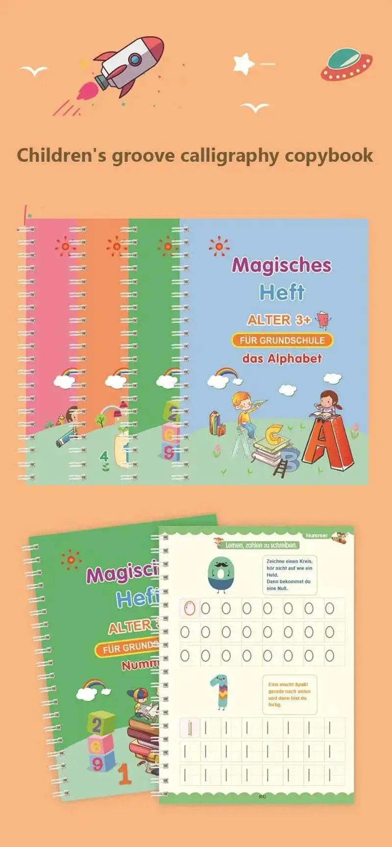  German Magic Books Reusable 3D Groove Magic Notebook For Children Montessori Ring Bound Practice -  ToylandEU™